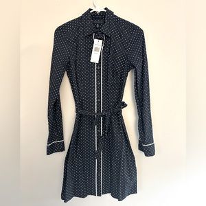 Tommy Hilfiger XS Navy Blue Polkadot Shirt Dress